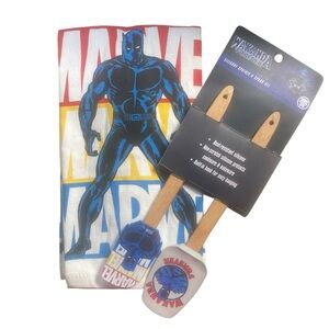 Marvel Wakanda Forever Kitchen Towel & Silicone Spatula and Spoon 3pc Set
